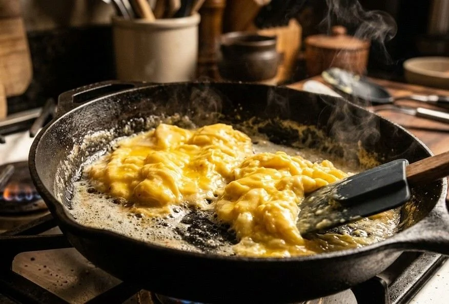 scrambled-eggs-butter-cast-iron-hibachi-rice
